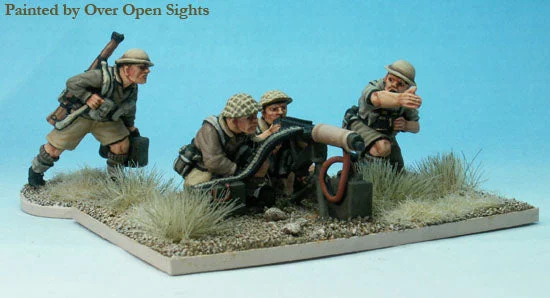 British WW2 Vickers Machine Gun Crew, 28 mm Scale Model Metal Figures - Perry Miniatures