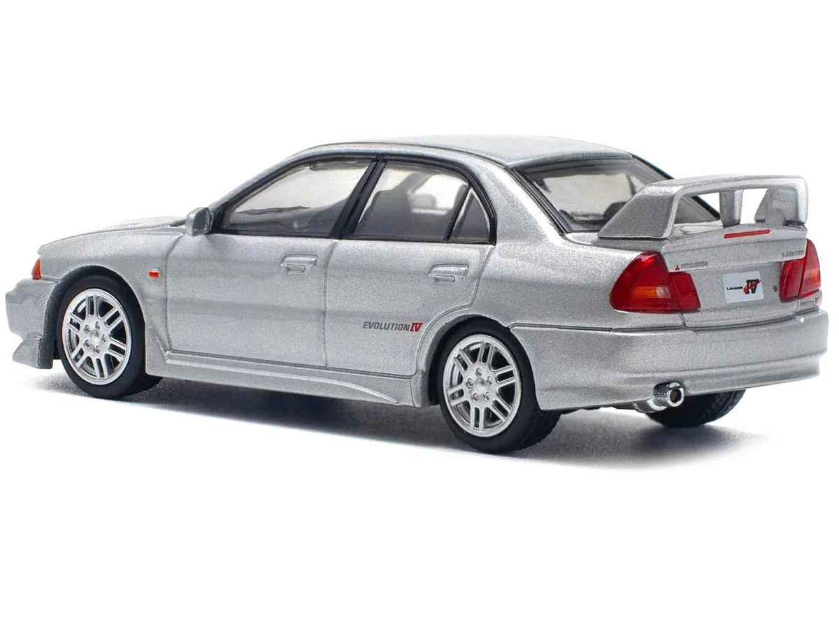Mitsubishi Lancer Evolution IV RHD (Right Hand Drive) Steel Silver Metallic 1/64 Diecast Model Car by Pop Race
