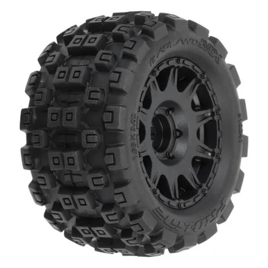 Pro-Line PRO1024110 Badlands MX 1.85" All-Terrain Truck Tires (4) Mounted on Raid Black 12mm Hex Wheels for Granite GROM 4x4 Front or Rear
