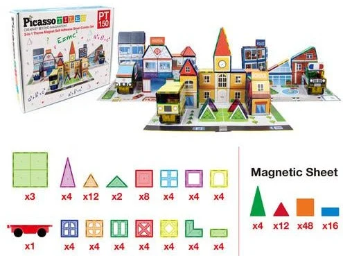 School, Hospital & Police 3 In 1 Theme Building Block Tile Set - Picasso Tiles