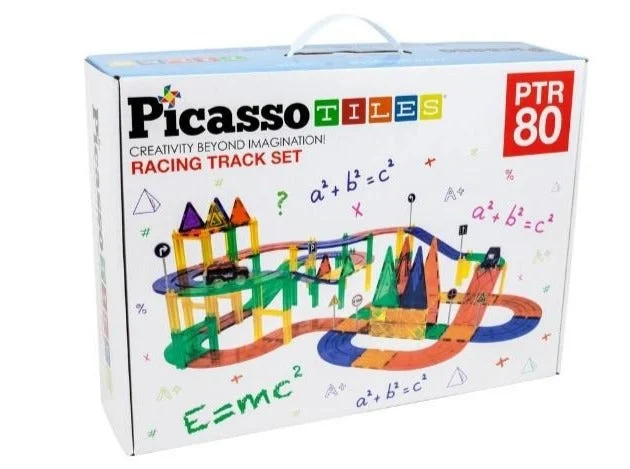 Race Track 80 Piece Magnetic Building Block Tiles Set - Picasso Tiles