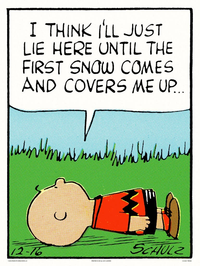 Peanuts Lie Here Poster - Charles Schulz