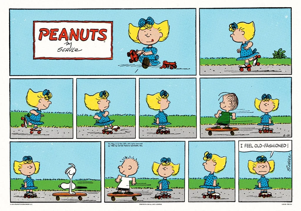 Peanuts Skateboard Poster - Charles Schulz