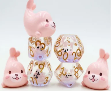 Foam Brain Games 2408 Pink Seal RPG Dice Set - FoamBrain