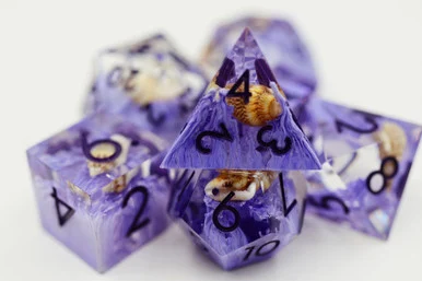 Foam Brain Games 2314 Sharp Edge Resin RPG Dice Set - Purple Coral & Sea Snail
