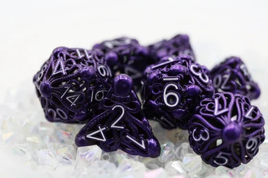 Foam Brain Games 4183 Mind Eater: Electric Purple - Hollow Metal RPG Dice Set