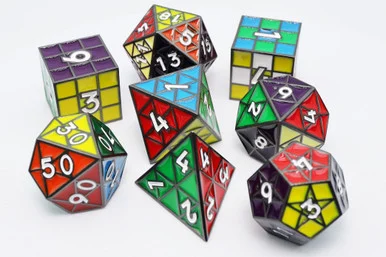 Foam Brain Games 4453 Puzzle Cube: Midnight Metal - Metal 8 piece Dice Set