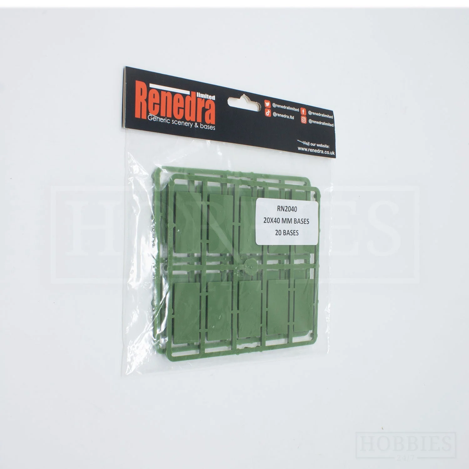 20 mm x 40 mm Plastic Bases (20) - Renedra Limited
