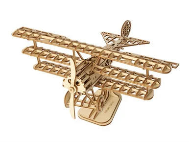 Robotime-Rolife Bi-Plane TG301 Classic 3e Wood Puzzles - Airplane