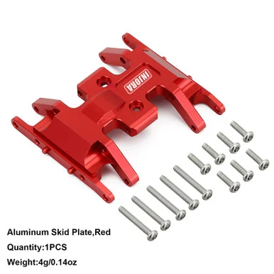 INJORA SCX24-12RD Red Aluminum Gearbox Mount, Transmission Skid Plate for Axial SCX24