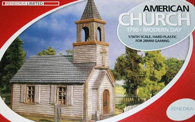 SCENERY: 28mm Weather board American Church, 1750 - Modern Day - RENRNAC