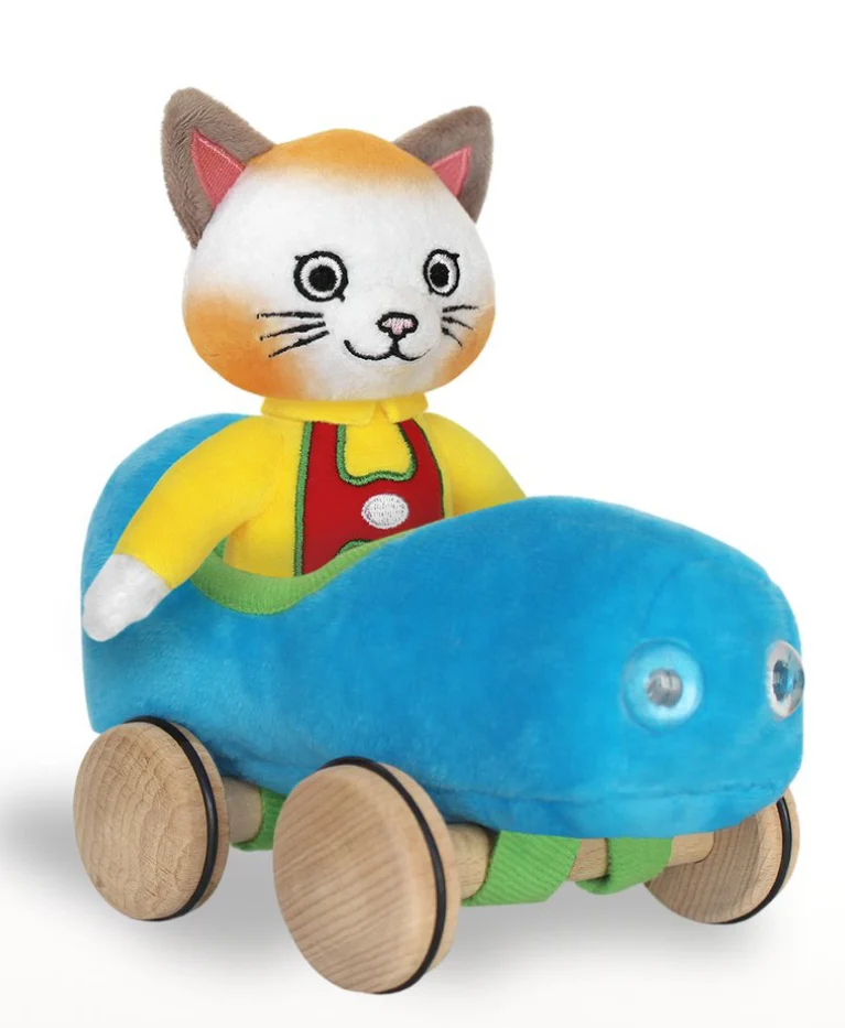 Huckle Cat Soft Toy w/ Blue car - Yottoy Productions, Inc