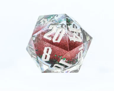 Sirius Dice 0012-02 Christmas Red and Green Glitter Snow Globe 54mm D20