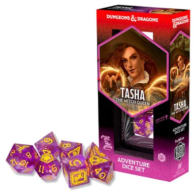 Sirius Dice SDZ2002-24 Dungeons and Dragons Adventure Dice - Tasha the Witch Queen: Pink (Sharp Edge Set)