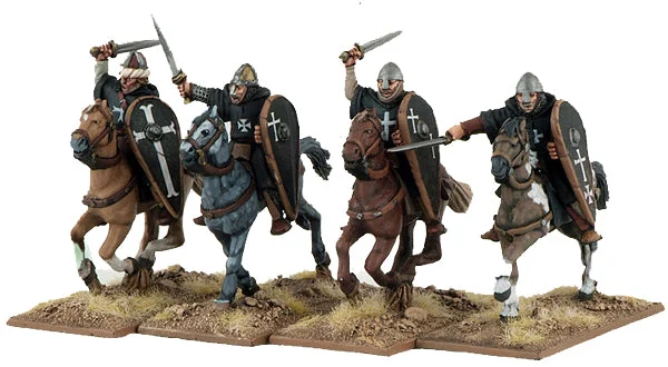 SAGA Age Of Crusades, Milites Christi Mounted Brothers (Hearthguard), 28 mm Scale Metallic Figures - Gripping Beast
