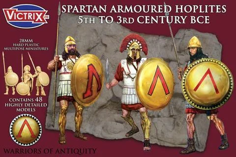 Spartan Armored Hoplites 5th To 3rd Century BCE, 28 mm Scale Model Plastic Figures - Victrix