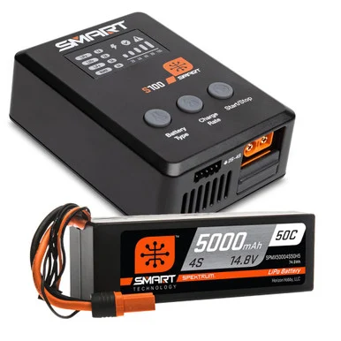 Spektrum SPMX-1035 Smart Powerstage Surface Bundle: 5000mAh 4S 50C LiPo Battery IC5 / 100W S100 Charger
