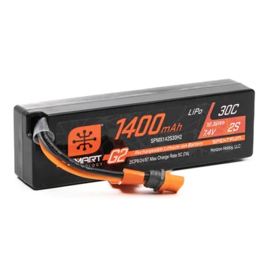 Spektrum Accessories SPMX142S30H2 7.4V 1400mAh 2S 30C Smart G2 LiPo Battery: IC2