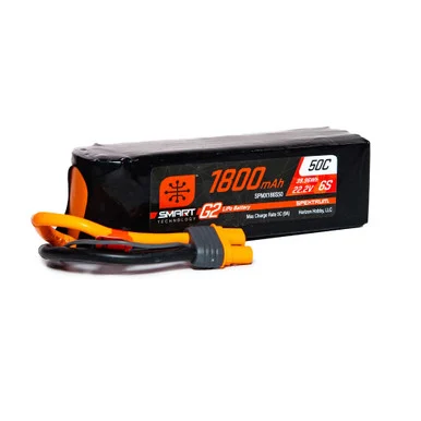 Spektrum SPMX186S50 1800mAh 6S 22.2V 50C G2 Smart LiPo Battery; IC3