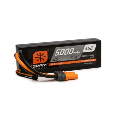 Spektrum SPMX52S50H5 7.4V 5000mAh 2S 50C Smart Hardcase LiPo Battery IC5