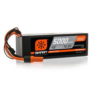 Spektrum SPMX50004S100H5 14.8V 5000mAh 4S 100C Smart Hardcase LiPo Battery IC5