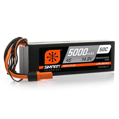 Spektrum SPMX50004S50H5 14.8V 5000mAh 4S 50C Smart Hardcase LiPo Battery: IC5