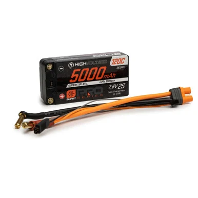 Spektrum SPMX52S120HT 7.6V 5000mAh 2S 120C Smart Pro Race Shorty Hardcase LiHV Battery: Tubes, 5mm
