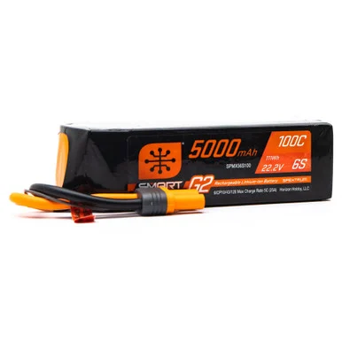 Spektrum SPMX56S100 22.2V 5000mAh 6S 100C Smart G2 LiPo Battery: IC5