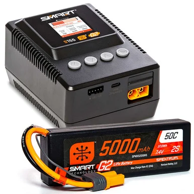 Spektrum SPMXPSS200 Smart Powerstage 2S Surface Bundle: G2 5000mAh 2S LiPo IC5 & S155 Charger