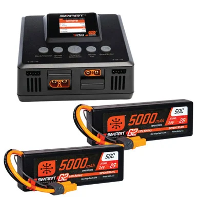 Spektrum SPMXPSS500 Smart Powerstage 4S Surface Bundle:2 x G2 5000mAh 2S LiPo IC5 & S250 Charger