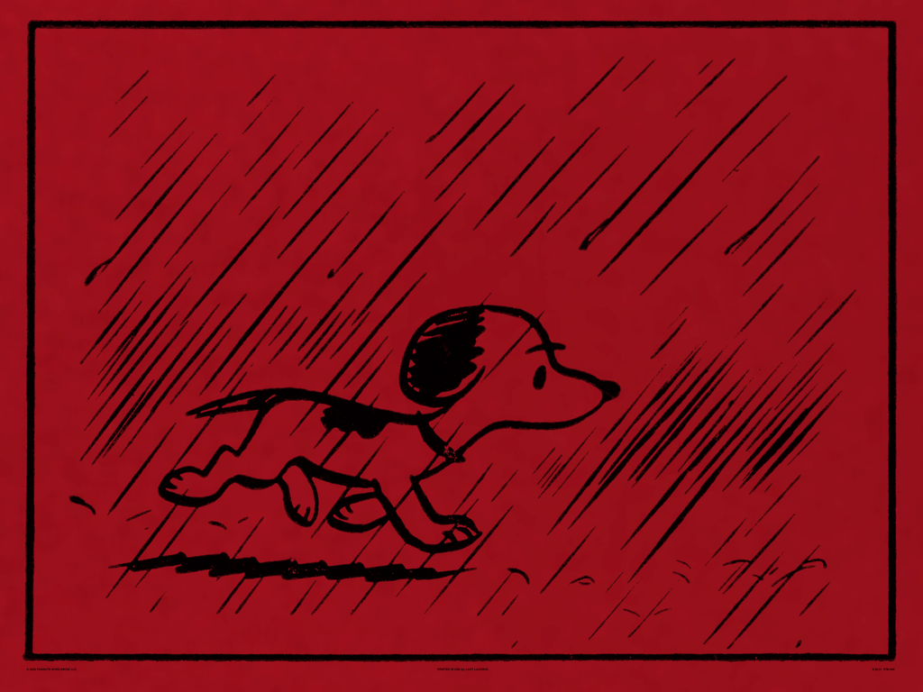 Peanuts Snoopy in Rain Poster - Charles Schulz