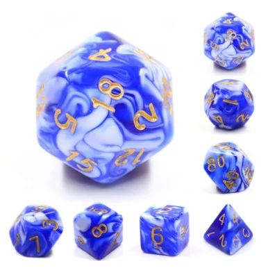 Foam Brain Games 2079 Blue Porcelain RPG Dice Set - FoamBrain