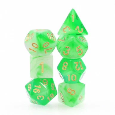 Foam Brain Games 2094 Green Silk Translucent RPG Dice Set - FoamBrain