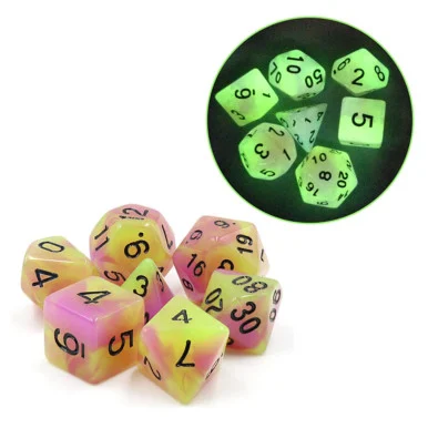 Glow in the Dark Tulip RPG Dice Set - Foam Brain Games - FBG