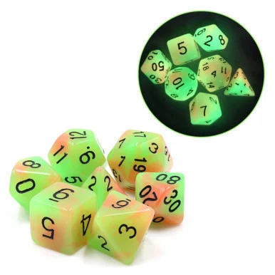 Glow in the Dark Mango RPG Dice Set - Foam Brain Games - FBG