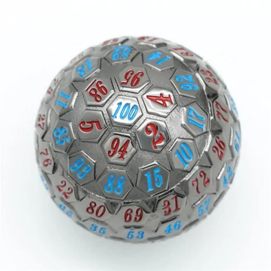 Foam Brain Games 5031 45mm Metal D100 - Black Metal with Red & Blue