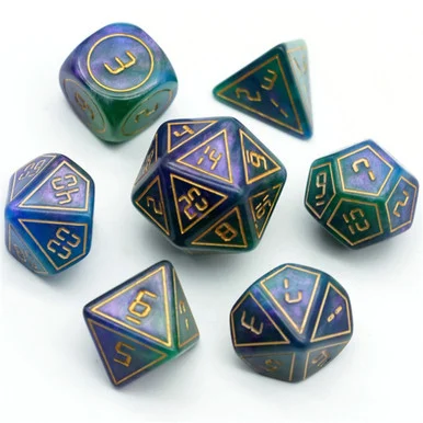 Foam Brain Games 1113 Cybernated Purple & Green RPG Dice Set XLarge - FoamBrain