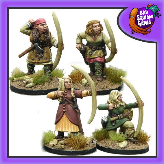 Shieldmaiden Archers, 28 mm Scale Model Metal Figures - Bad Squiddo Games