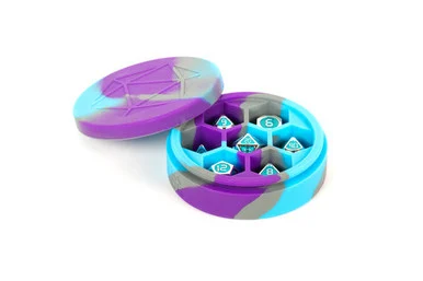 Metallic Dice Games 924 Silicone Round Dice Case, Purple/Grey/Light Blue