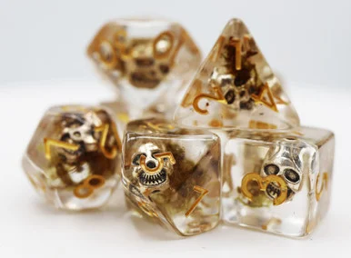 Foam Brain Games 2357 Silver Pirate Skull RPG Dice Set - FoamBrain