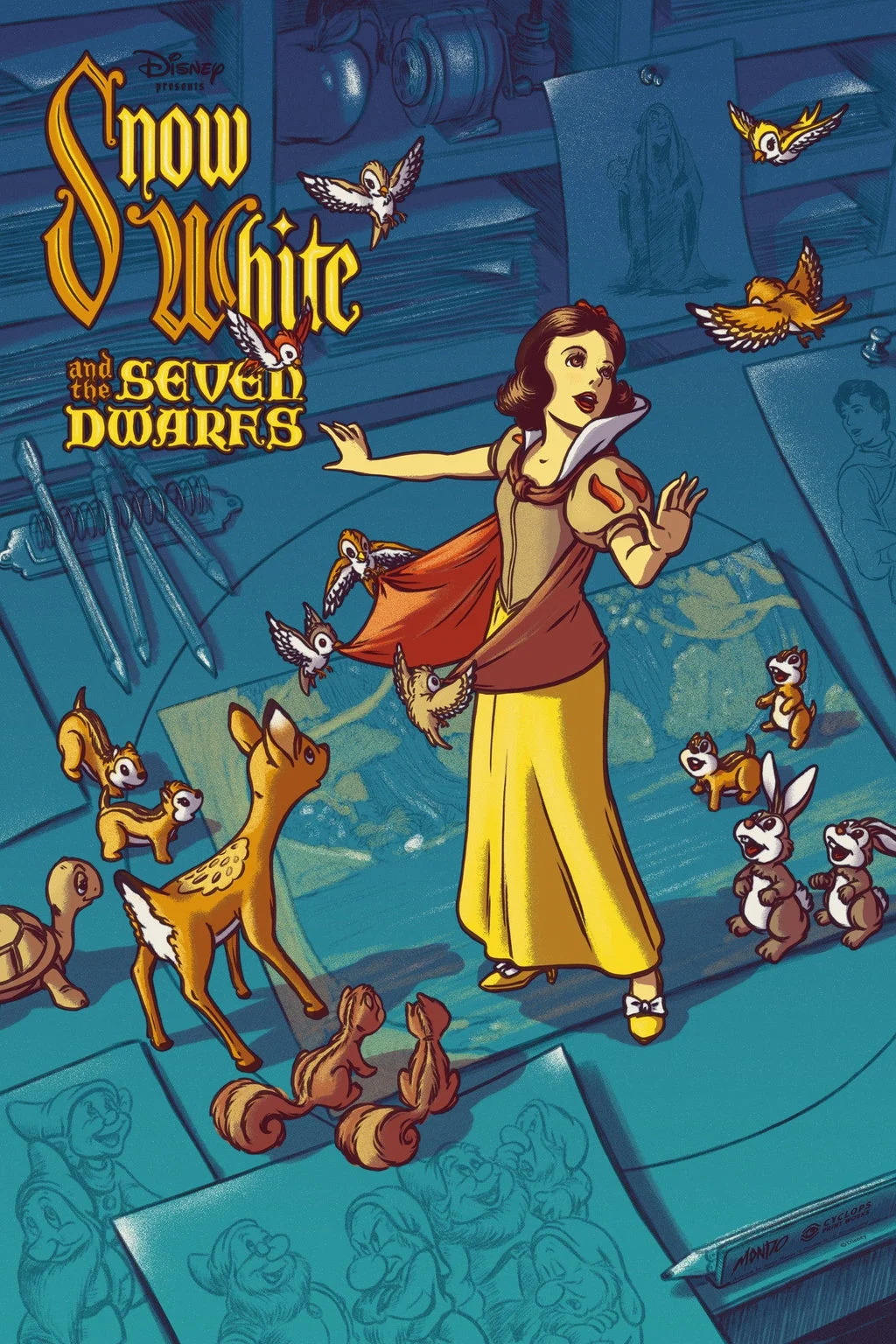 Mondo X Cyclops Print Works Print #08: Snow White and The Seven Dwarves - James Flames