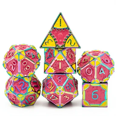 Foam Brain Games 4194 SteamPunk: Pink Lemonade - Metal RPG Dice Set