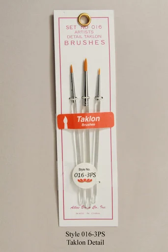 Atlas Brush 0163Ps 3Pc Taklon Detail Acrylic Brush Set - Atlas Brush Company