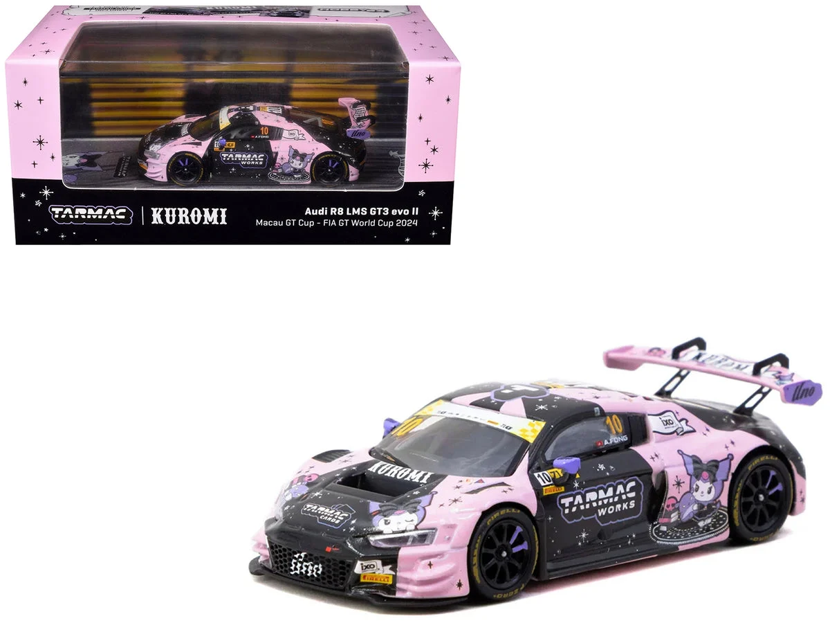 Audi R8 LMS GT3 evo II #10 Adderly Fong "Uno Racing Team - Kuromi" "Macau GT Cup - FIA GT World Cup" (2024) with Collectible Tarmac Cards "Hobby64" Series 1/64 Diecast Model Car by Tarmac Works