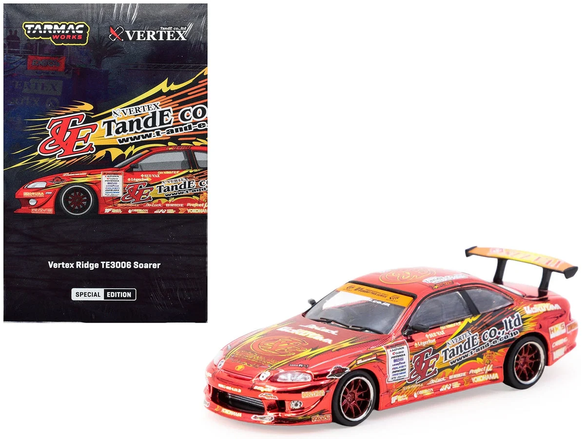 Toyota VERTEX Ridge TE3006 Soarer RHD (Right Hand Drive) Chrome Red with Graphics "Tokyo Auto Salon 2026" "Global64" Series 1/64 Diecast Model Car by Tarmac Works