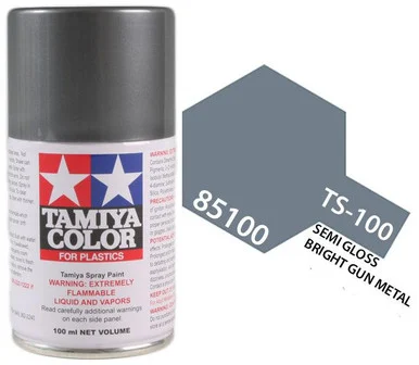 Tamiya 85100 TS-100 Semi-Gloss Bright Gun Metal Spray Lacquer 100ml