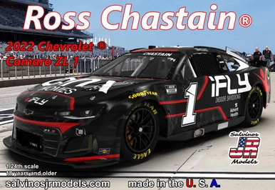 Salvinos JR Models THC2022RCP Trackhouse Racing 2022 #1 iFly,Chevrolet Camaro Driven by Ross Chastain 1/24 Scale Model Kit