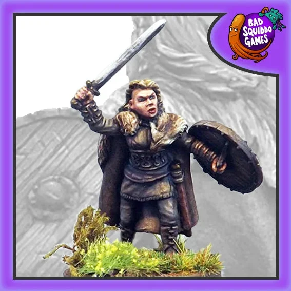 Thorrun Shieldmaiden Champion 28 mm Scale Model Metal Figure - Bad Squiddo Games
