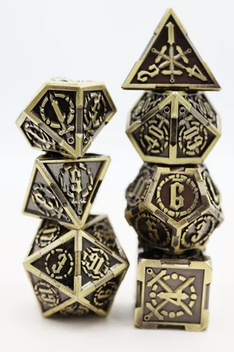 Foam Brain Games 4112 Crossed Swords: Timeworn Sword - Metal RPG Dice Set