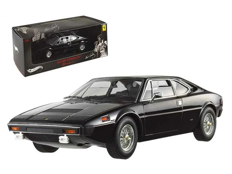 Ferrari Dino 308 GT4 Black (Elvis Presley Owned) "Elite Edition" Series 1/18 Diecast Model Car by Hot Wheels - Hotwheels